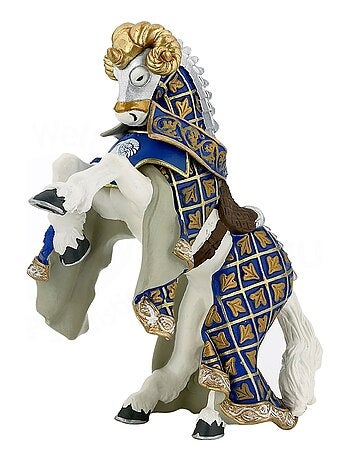 Figurine Cheval du Maître des armes cimier bélier bleu