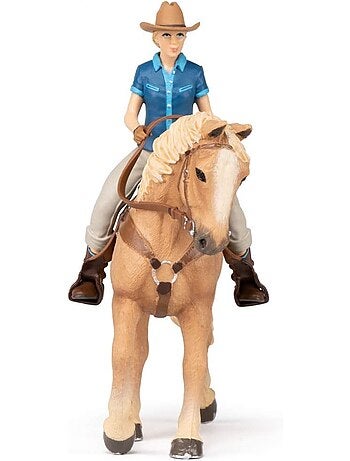 Figurine Cheval western et sa cavalière