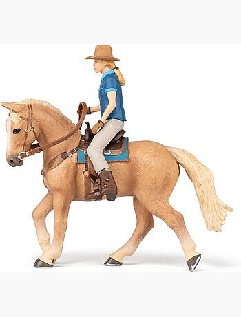 Figurine Cheval western et sa cavalière