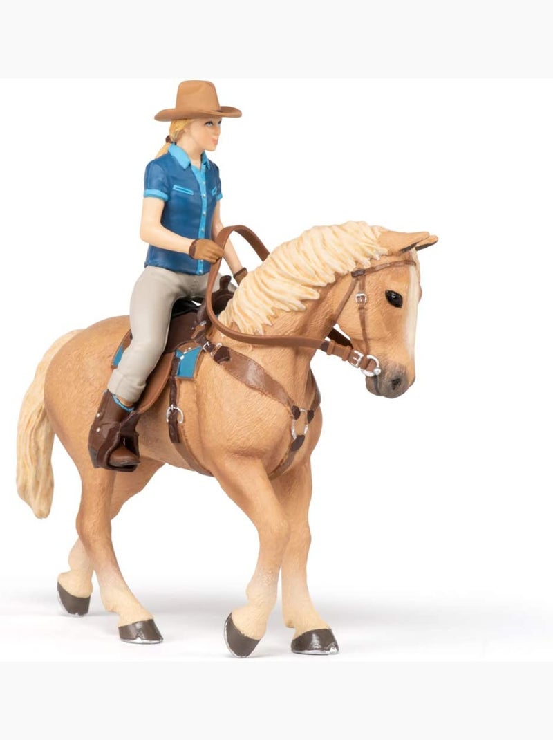 Figurine Cheval western et sa cavalière Beige - Kiabi