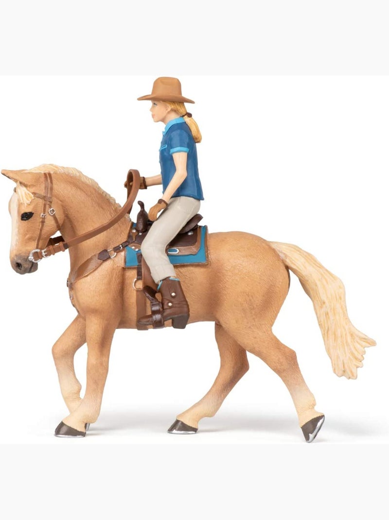 Figurine Cheval western et sa cavalière Beige - Kiabi