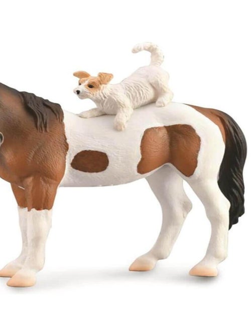 Figurine Cheval XL : Jument Skewbald Avec Jack Russel Terrier - Kiabi