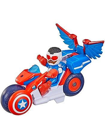 Figurine d'action - captain america sam wilson + super moto 7,5 cm - hasbro avengers