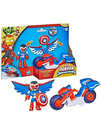 Figurine d'action - captain america sam wilson + super moto 7,5 cm - hasbro avengers