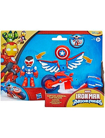 Figurine d'action - captain america sam wilson + super moto 7,5 cm - hasbro avengers