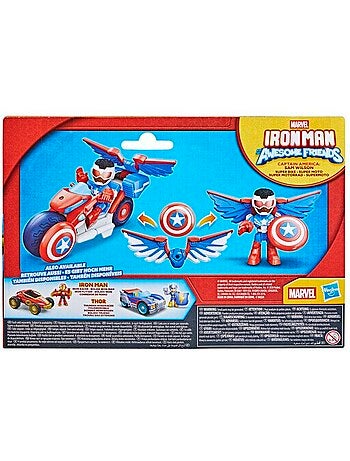 Figurine d'action - captain america sam wilson + super moto 7,5 cm - hasbro avengers