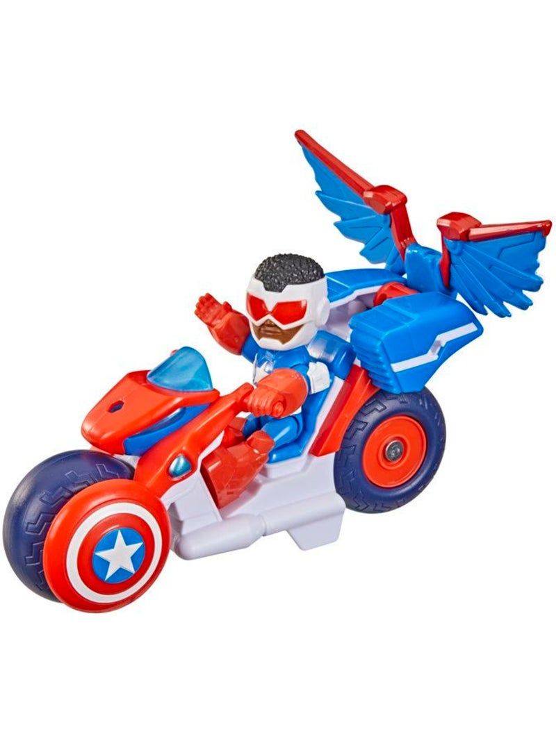 Figurine d'action - captain america sam wilson + super moto 7,5 cm - hasbro avengers Bleu - Kiabi
