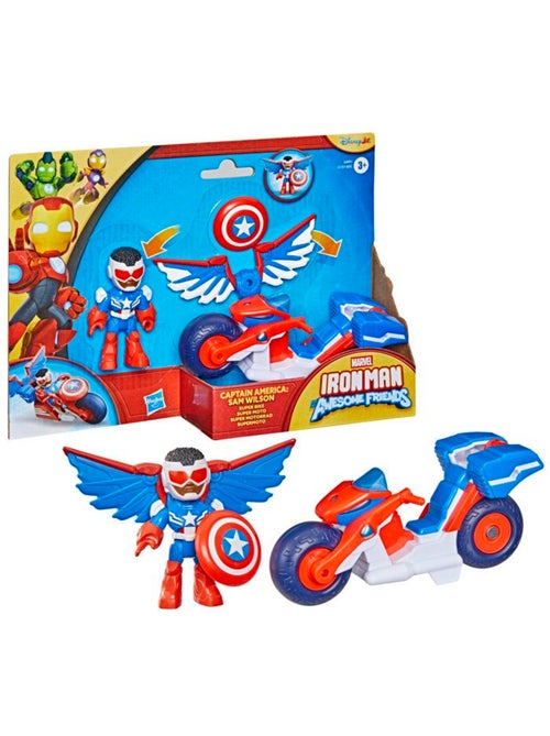 Figurine d'action - captain america sam wilson + super moto 7,5 cm - hasbro avengers - Kiabi
