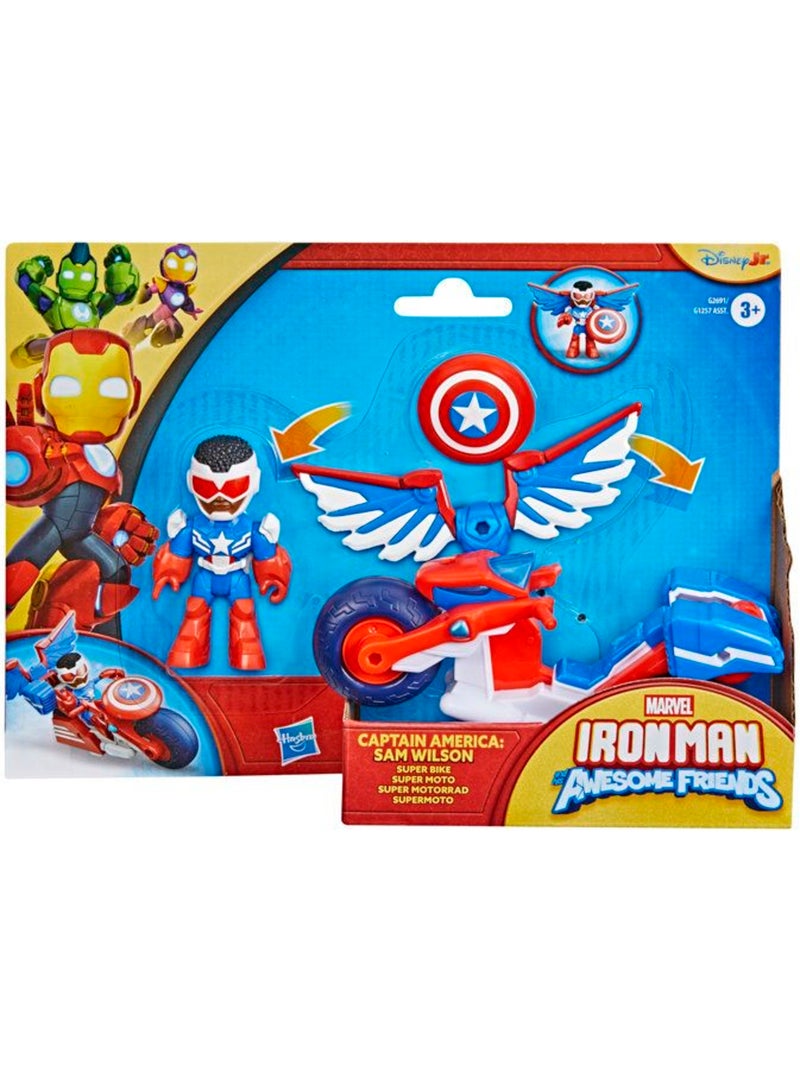 Figurine d'action - captain america sam wilson + super moto 7,5 cm - hasbro avengers Bleu - Kiabi