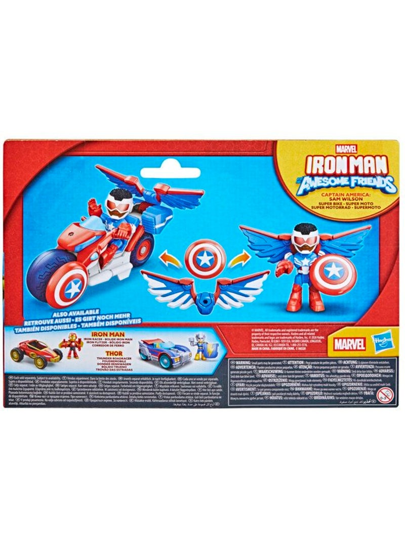 Figurine d'action - captain america sam wilson + super moto 7,5 cm - hasbro avengers Bleu - Kiabi