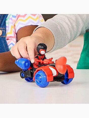Figurine d'action - techno-quad + miles morales 7,5 cm - hasbro spidey