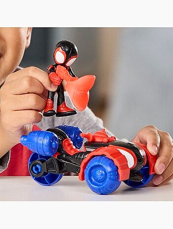 Figurine d'action - techno-quad + miles morales 7,5 cm - hasbro spidey