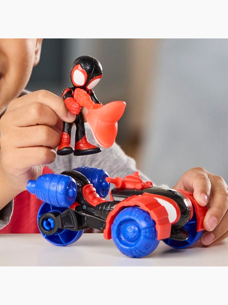 Figurine d'action - techno-quad + miles morales 7,5 cm - hasbro spidey Bleu - Kiabi