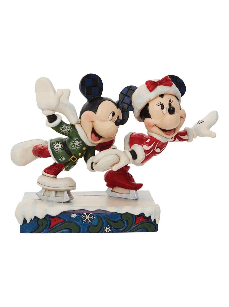 Figurine de collection Mickey et Minnie patin à glace Multicolore - Kiabi