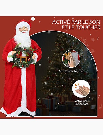 Figurine de père noël debout h.110 cm commande vocale musique