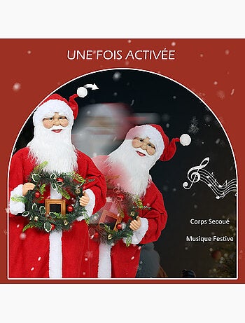 Figurine de père noël debout h.110 cm commande vocale musique