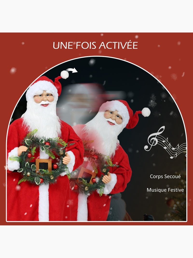 Figurine de père noël debout h.110 cm commande vocale musique Rouge - Kiabi