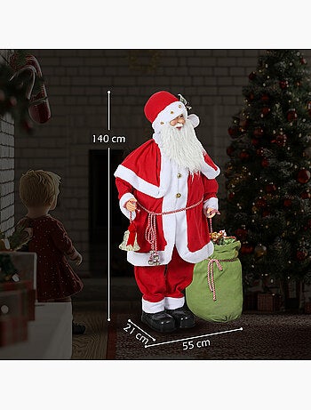 Figurine de père noël debout h.140 cm effets sonores mouvements
