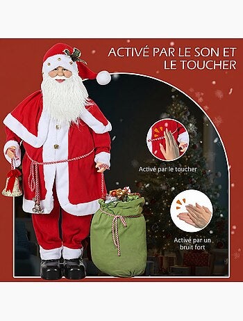 Figurine de père noël debout h.140 cm effets sonores mouvements