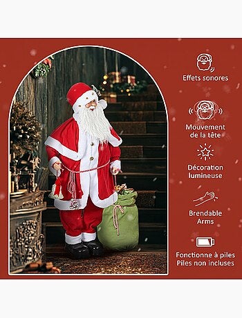 Figurine de père noël debout h.140 cm effets sonores mouvements