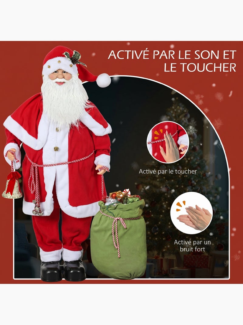 Figurine de père noël debout h.140 cm effets sonores mouvements Rouge - Kiabi