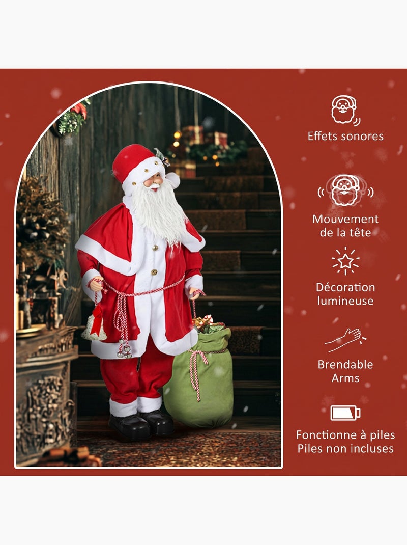 Figurine de père noël debout h.140 cm effets sonores mouvements Rouge - Kiabi