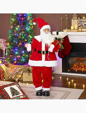 Figurine de père noël debout led h.120 cm commande vocale musique