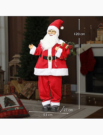 Figurine de père noël debout led h.120 cm commande vocale musique