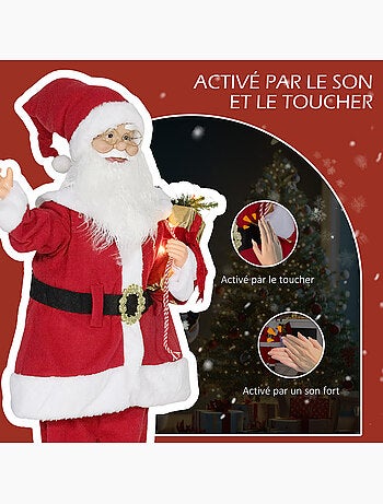 Figurine de père noël debout led h.120 cm commande vocale musique