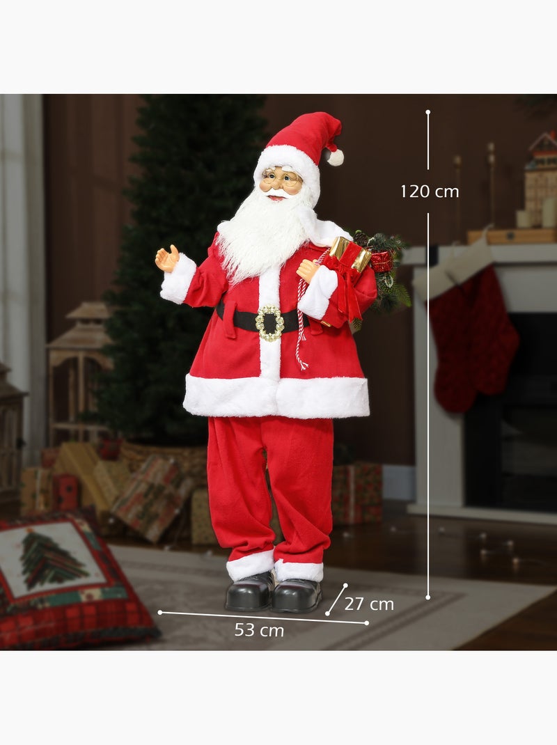 Figurine de père noël debout led h.120 cm commande vocale musique Rouge - Kiabi