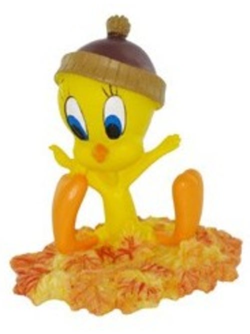 Figurine décorative Titi oiseau jaune sur base texturée orange Titi - Kiabi