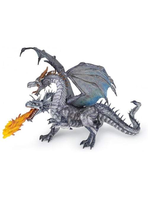 Figurine dragon deux têtes argenté - Kiabi