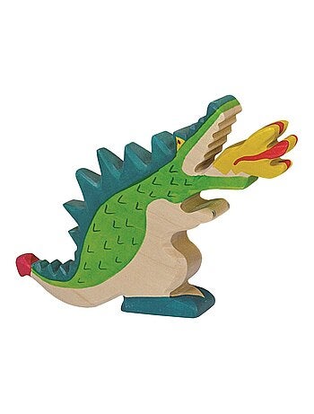 Figurine dragon vert, flamme