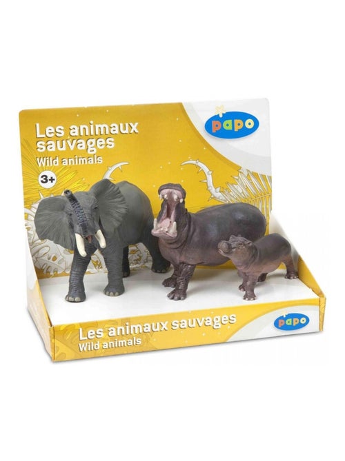 Figurine Eléphant, hippopotame et son petit - Kiabi