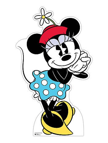 Figurine en carton - Disney Minnie Vintage et sa jupe bleue et blanche - Haut 96 cm