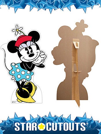 Figurine en carton - Disney Minnie Vintage et sa jupe bleue et blanche - Haut 96 cm