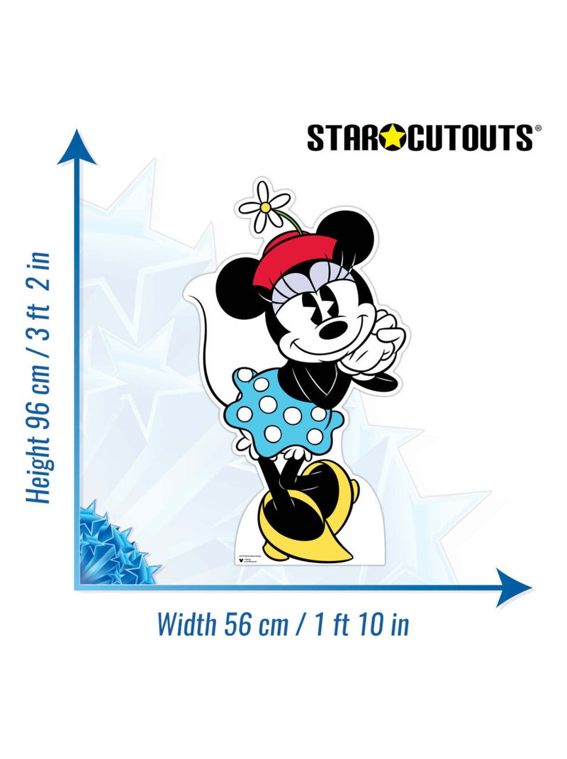 Figurine en carton - Disney Minnie Vintage et sa jupe bleue et blanche - Haut 96 cm Multicolore - Kiabi