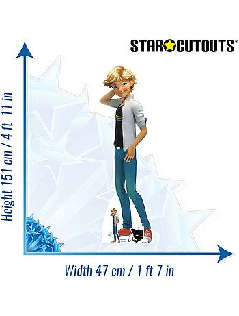 Figurine en carton Adrien Agreste - Miraculous Ladybug et Chat et une mini-figurine - H 151 cm