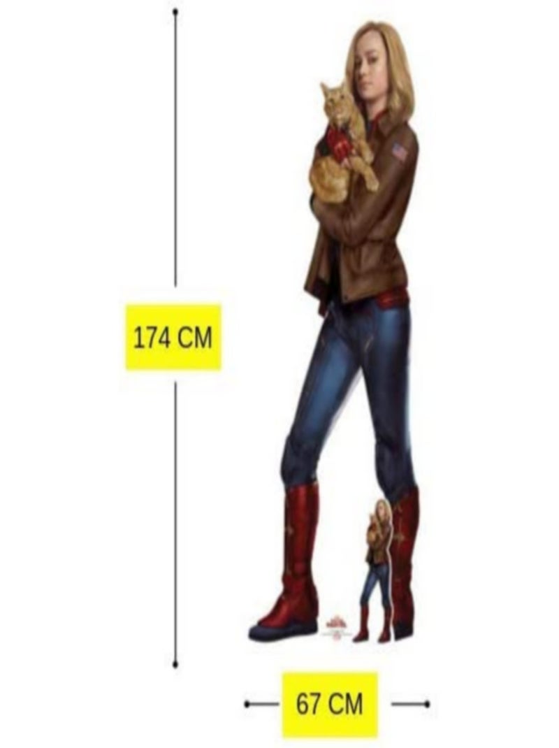Figurine en carton Captain Marvel Brie Larson avec Goose H 174 CM Multicolore - Kiabi