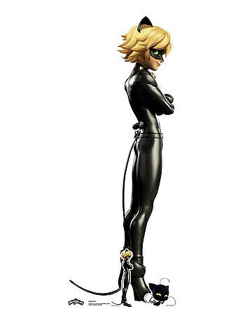 Figurine en carton Chat Noir - Miraculous Ladybug et Chat et une mini-figurine- H 152 cm