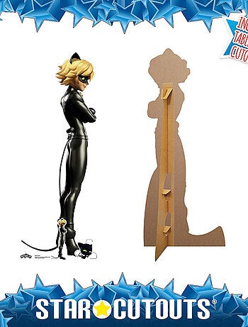 Figurine en carton Chat Noir - Miraculous Ladybug et Chat et une mini-figurine- H 152 cm