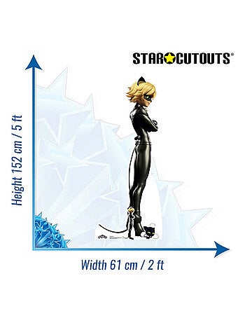 Figurine en carton Chat Noir - Miraculous Ladybug et Chat et une mini-figurine- H 152 cm
