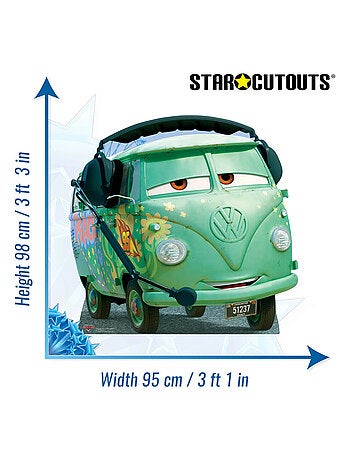 Figurine en carton Disney Cars Fillmore minibus Volkswagen Combi 1960 - H 110 CM