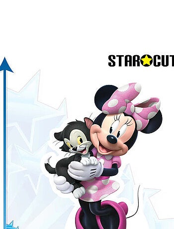 Figurine en carton Disney Minnie avec une robe rose à pois blanc et le chaton Figaro qui sourient 89