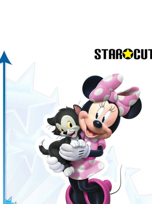 Figurine en carton Disney Minnie avec une robe rose à pois blanc et le chaton Figaro qui sourient 89 - Kiabi