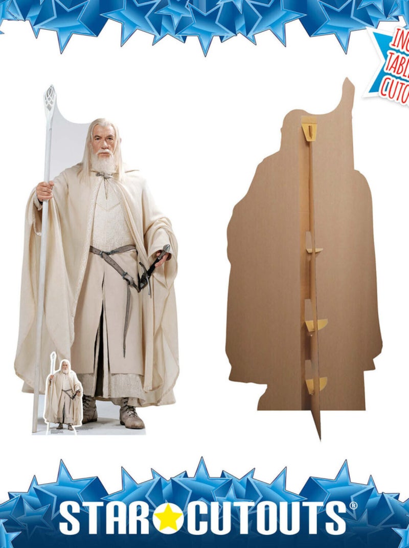 Figurine en carton  Gandalf le Blanc dans sa tenue traditionnelle et son bâton blanc - Le Seigneur d Blanc - Kiabi