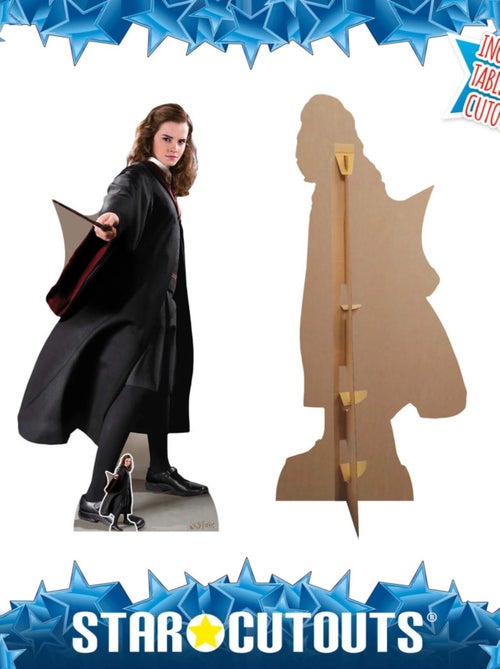 Figurine en carton  Hermione Granger avec baguette magique, en uniforme Griffondor Film Harry Potter - Kiabi