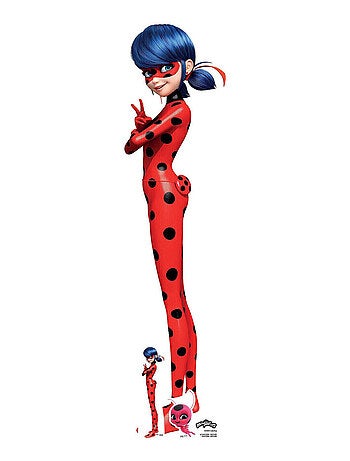 Figurine en carton Ladybug - Miraculous Ladybug et Chat et une mini-figurine- H 136 cm