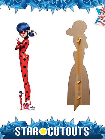 Figurine en carton Ladybug - Miraculous Ladybug et Chat et une mini-figurine- H 136 cm