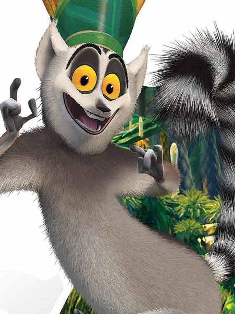 Figurine en carton Le Roi Julien Dessin Animé Lémurien Gris à queue annelée - Haut 90 cm Gris - Kiabi